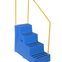 Heavy Duty Plastic Steps 4 Tread with Handrail Load Bearing 260kg Food Approved Safety Steps Blue