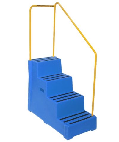 Heavy Duty Plastic Steps 4 Tread with Handrail Load Bearing 260kg Food Approved Safety Steps Blue