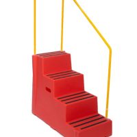 Heavy Duty Plastic Steps 4 Tread with Handrail Safety Steps Red
