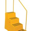 Heavy Duty Plastic Steps 4 Tread with Handrail Load Bearing 260kg Food Approved Safety Steps Yellow