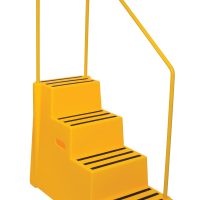Heavy Duty Plastic Steps 4 Tread with Handrail Load Bearing 260kg Food Approved Safety Steps Yellow