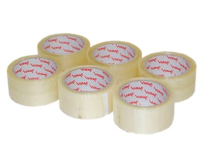 Pack of 6 rolls Vibac Polypropylene Hot Melt Tape - Clear(48mm x 66m)