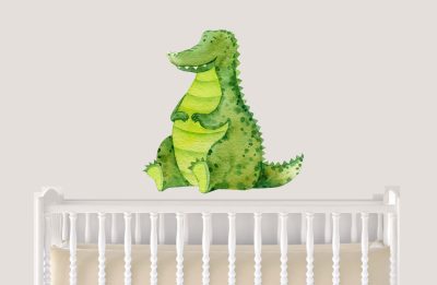 Jungle Animal Nursery Decal,  Baby Crocodile Wall Sticker, Childrens Watercolour Bedroom Decor, removeable fabric