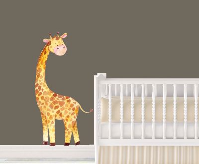 Jungle Animal Nursery Decal,  Baby giraffe Wall Sticker, Childrens Watercolour Bedroom Decor,removeable fabric - Image 3