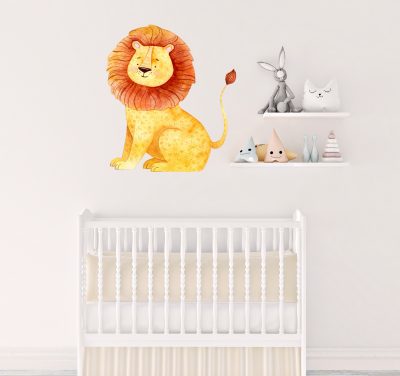Jungle Animal Nursery Decal, Baby Lion Wall Sticker, Childrens Watercolour Bedroom Decor,removeable fabric - Image 3