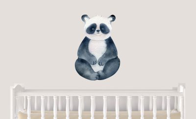 Jungle Animal Nursery Decal,  Baby Panda Wall Sticker, Childrens Watercolour Bedroom Decor,removeable fabric