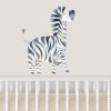 Jungle Animal Nursery Decal,  Baby Zebra Wall Sticker, Childrens Watercolour Bedroom Decor,removeable fabric