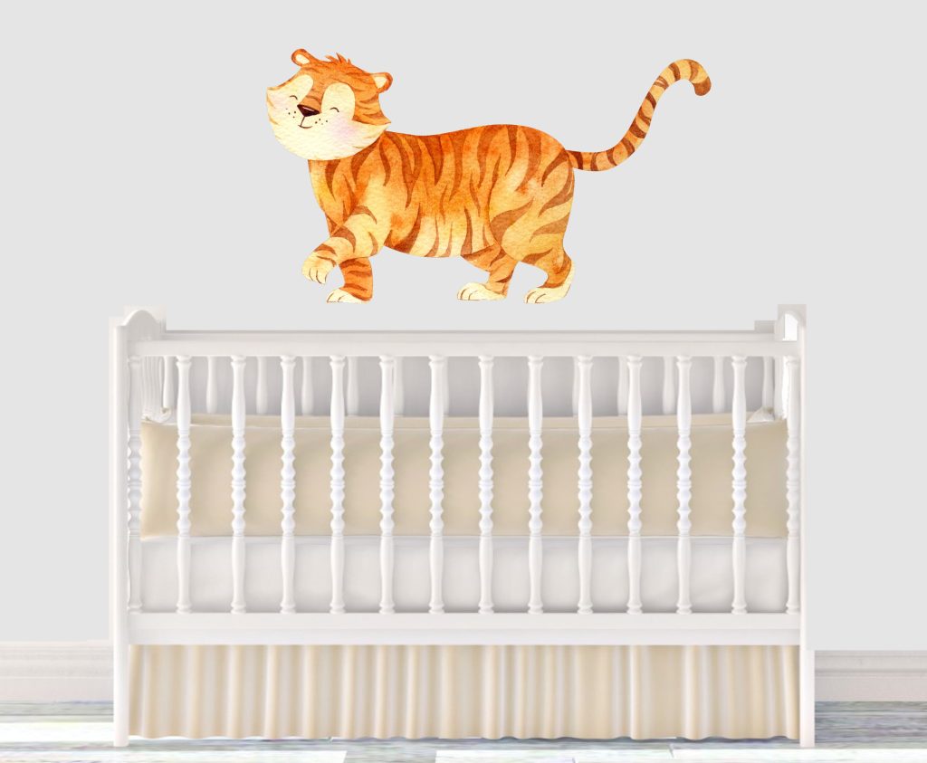 Jungle Animal Nursery Decal, Baby Tiger Wall Sticker, Childrens