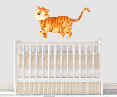 Jungle Animal Nursery Decal,  Baby Tiger Wall Sticker, Childrens Watercolour Bedroom Decor, removeable fabric - Image 3