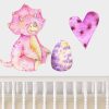 Jungle Animal Nursery Decal,  Baby Triceratops Wall Sticker, Childrens Watercolour Dinosaur Bedroom Decor, removeable fabric