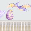 Jungle Animal Nursery Decal, Flying pterodactyl Wall Sticker, Childrens Watercolour Dinosaur Bedroom Decor, removeable fabric