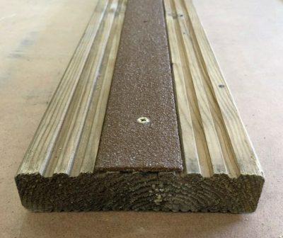 50mm Wide x 1m Anti Slip GRP Decking Strip Brown