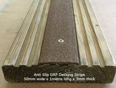 50mm Wide x 1m Anti Slip GRP Decking Strip Brown - Image 3