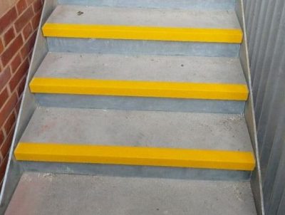 1000mm x 55mm x 55mm Stair Yellow tread nosings-Anti Slip-Hard Wearing Quartz Grit Coating