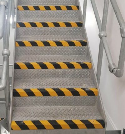 1000mm x 55mm x 55mm Stair Black/Yellow tread nosings-Anti Slip-Hard Wearing Quartz Grit Coating