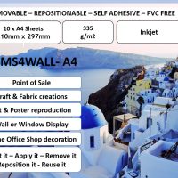 MS4WALL Inkjet Self Adhesive Fabric Canvas Removable A4 X 10 Sheets