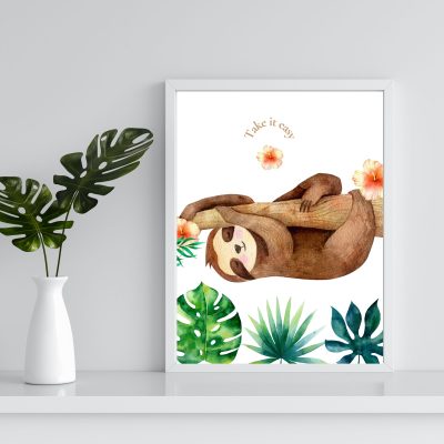 Sloth Prints Set of 3 Sloth Print Cute Sloth Wall art A4 Size - Image 2