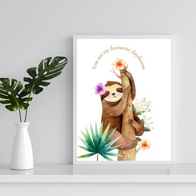 Sloth Prints Set of 3 Sloth Print Cute Sloth Wall art A4 Size - Image 3