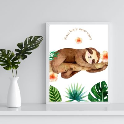 Sloth Prints Set of 3 Sloth Print Cute Sloth Wall art A4 Size - Image 4
