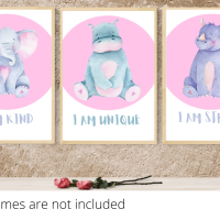 Jungle animals floral watercolour Set of Three Prints Wall art A4 Size