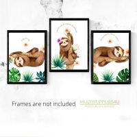 Sloth Prints Set of 3 Sloth Print Cute Sloth Wall art A4 Size
