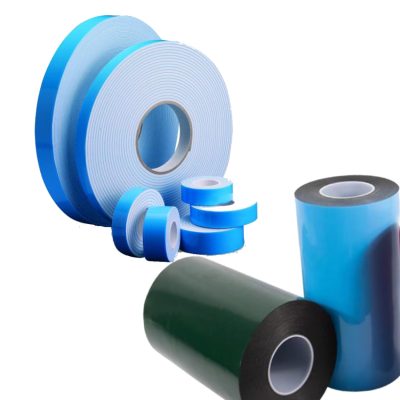 600mm x 2mm x 50m Double Sided Polyethylene White Foam Tape with blue filmic liner MS4 Mount