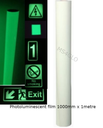 1000mm x 1 metre Class B Photoluminescent Self adhesive film