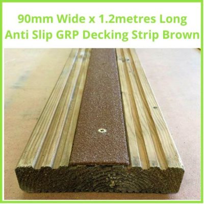90mm Wide x 1.2metres Long Anti Slip GRP Decking Strip Brown - Image 5
