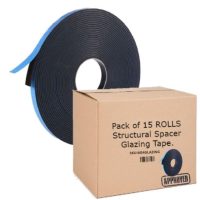 Structural Spacer Glazing Tape 6mm thick x 10mm wide x 15m double sided black PK15 ROLLS