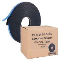 Structural Spacer Glazing Tape 9.5mm thick x 12mm wide x 7.5m double sided black PK10 ROLLS