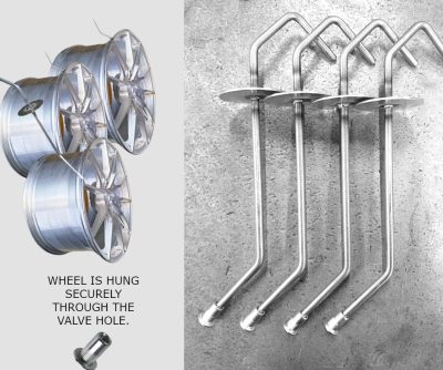 Alloy wheel hooks set of 4 powder coating hangers spraying 10 inch long