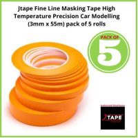 Jtape Fine Line Masking Tape High Temperature Precision Car Modelling 3mm x 55 Metre PK5