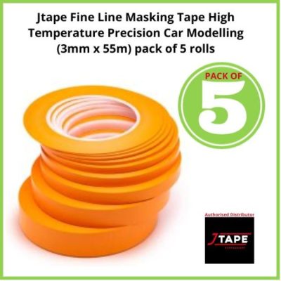 Jtape Fine Line Masking Tape High Temperature Precision Car Modelling 3mm x 55 Metre PK5