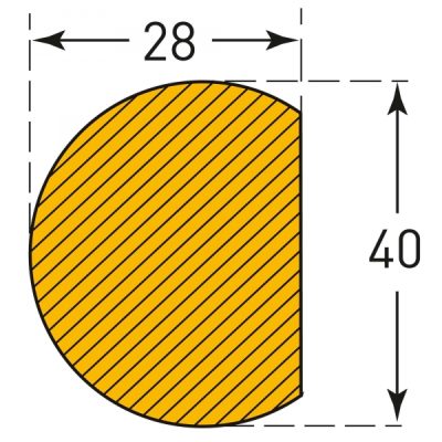 TRAFFIC-LINE SURFACE PROTECTION -1,000mm LENGTHS-SELF ADHESIVE-SEMI-CIRCULAR 40/28-YELLOW/BLACK - Image 3