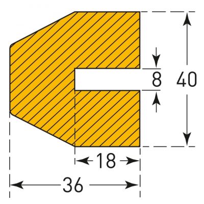 TRAFFIC-LINE Push-Fit Protection -TRAPEZE 40/36/8 -1,000mm Lengths - Yellow/Black - Image 2