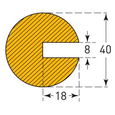 TRAFFIC-LINE PROFILE PROTECTION -1,000mm LENGTHS-SEMI-CIRCULAR 40/40/8-YELLOW/BLACK - Image 3