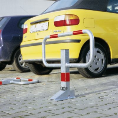COMMANDER Drop Down Frame Post Galvanised Finish with Red Reflective Bands Surface Fix - Image 2