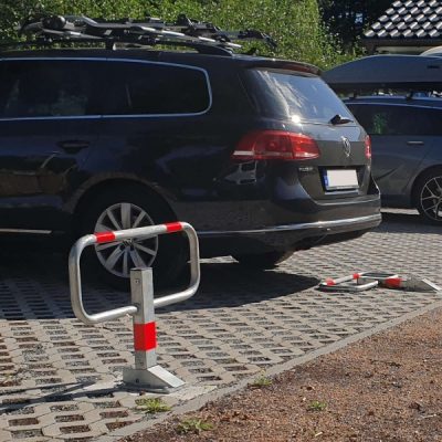COMMANDER Drop Down Frame Post Galvanised Finish with Red Reflective Bands Surface Fix