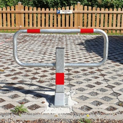 COMMANDER Drop Down Frame Post Galvanised Finish with Red Reflective Bands Surface Fix - Image 3