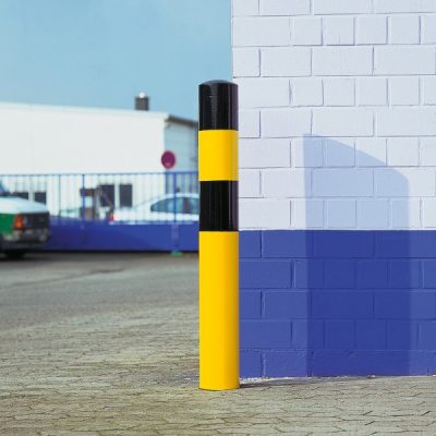 BLACK BULL Heavy Duty Bollard Type L 159mmØ x 1,600mmH(400 U/Grnd.) Hot Dip Galvanised + Powder Coated Yellow/Black