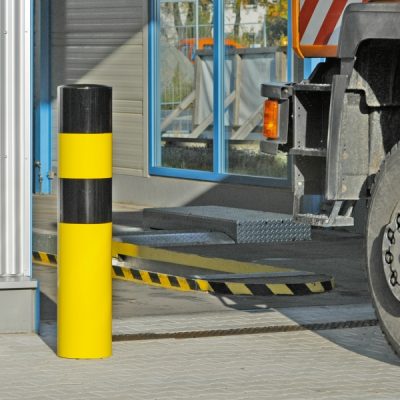BLACK BULL Heavy Duty Bollard Type 3XL 323mmØ x 1,600mmH(400 U/Grnd.) Hot Dip Galvanised + Powder Coated Yellow/Black