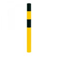 BLACK BULL heavy duty bollard type S Steel 3.6mm D 90 H1200(+400)mm for embedding in concrete yellow/black plastic coated