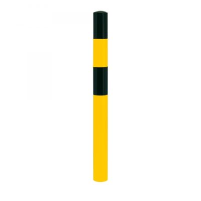 BLACK BULL heavy duty bollard type S Steel 3.6mm D 90 H1200(+400)mm for embedding in concrete yellow/black plastic coated