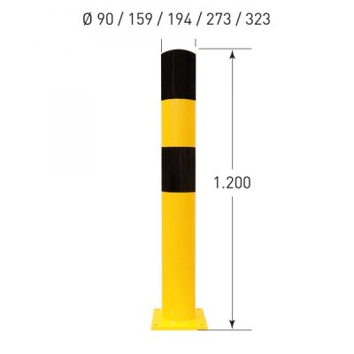 BLACK BULL Heavy Duty Bollard Type 3XL 323mmØ x 1,200mmH Hot Dip Galvanised + Powder Coated Yellow/Black - Image 5