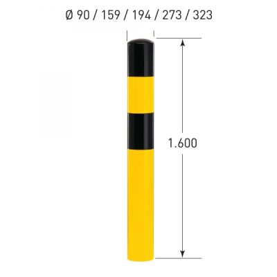 BLACK BULL Heavy Duty Bollard Type L 159mmØ x 1,600mmH(400 U/Grnd.) Hot Dip Galvanised + Powder Coated Yellow/Black - Image 3