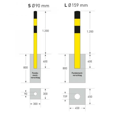 BLACK BULL Heavy Duty Bollard Type L 159mmØ x 1,600mmH(400 U/Grnd.) Hot Dip Galvanised + Powder Coated Red/White - Image 3