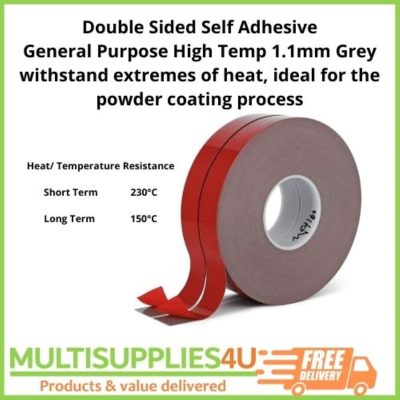 General Purpose High Temp Grey double sided tape powder coating 19mm x 1.1mm x 33m - Image 2