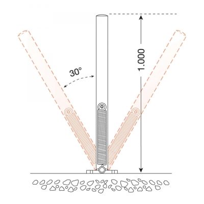 TRAFFIC-LINE Self-righting Barrier Post 76mm diam x 1,000mmH SURFACE FIX red/white - Image 2