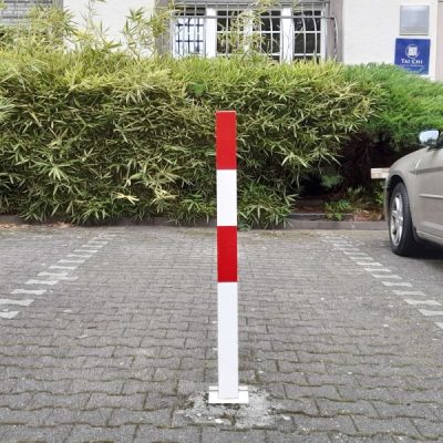 CONTROLLER A Drop Down Post 70 x70mm 1,000mmH for screw anchoring with base plate Galvanised + Powder Coated Red/White - Image 5