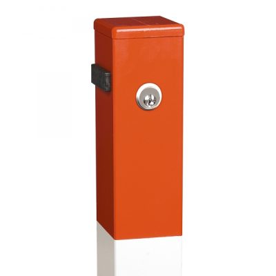 CONTROLLER A Drop Down Post 70 x70mm 1,000mmH for screw anchoring with base plate Galvanised + Powder Coated Red/White - Image 4